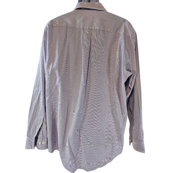 Brooks Brothers 346 Purple White Striped Dress Shirt Size XL Button Front - Picture 2 of 3